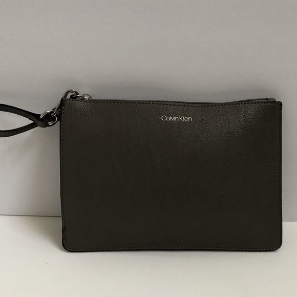 Calvin Klein Zip Wristlet Clutch Gray Handbag. - Picture 1 of 14
